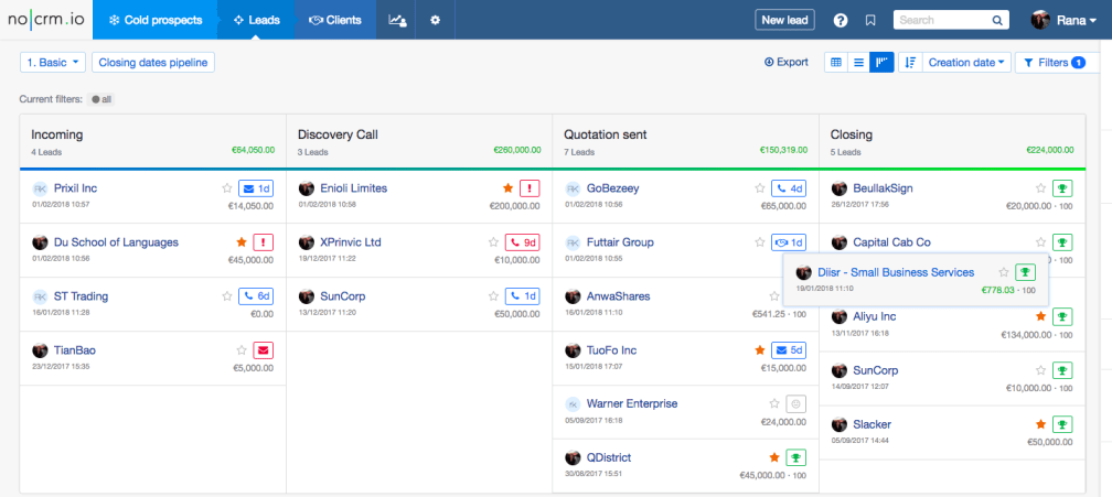 noCRM io Dashboard nocrm.io PME
